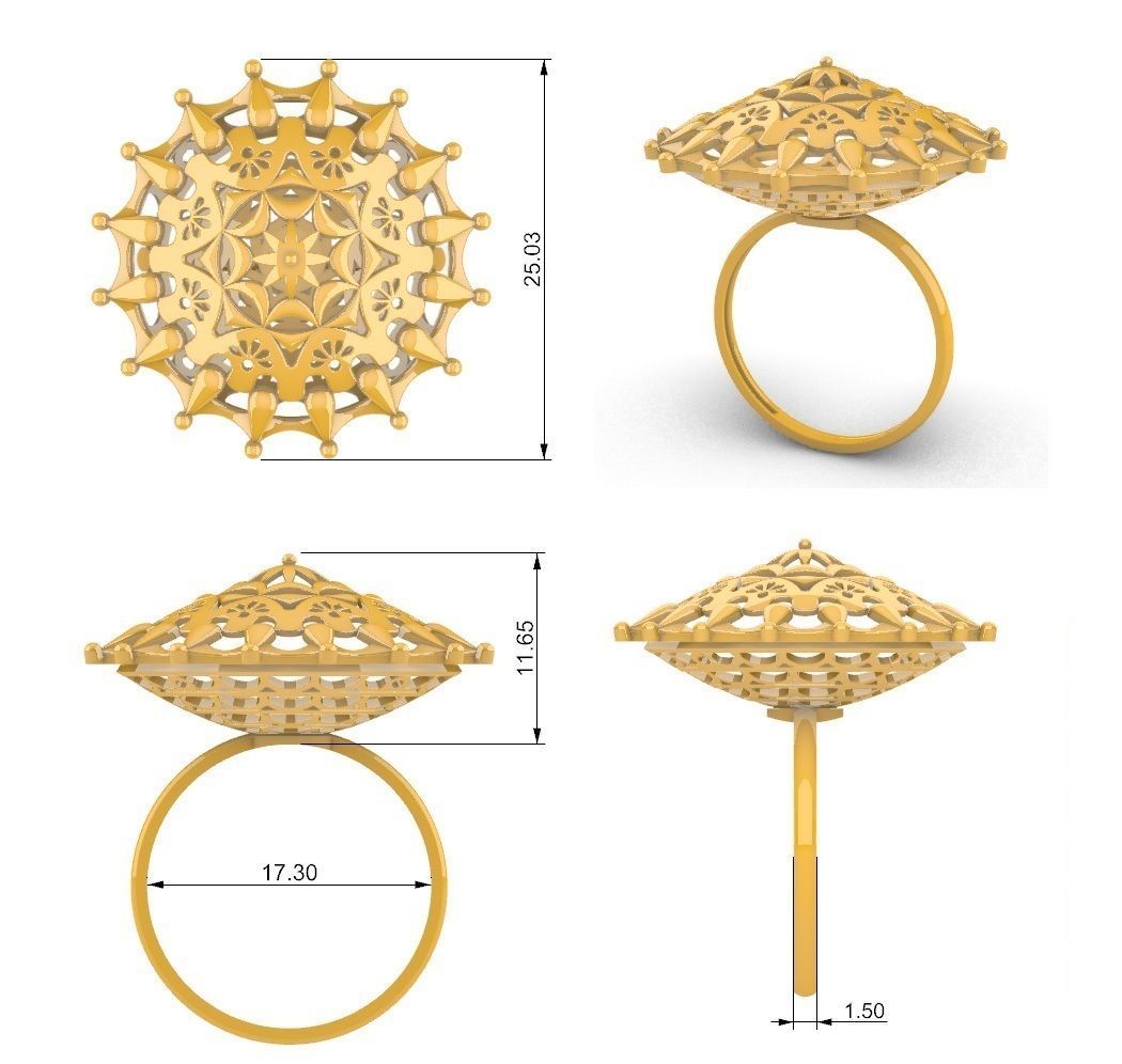 Chitrita Mandala Pendant Set With Ring 3D print model_9