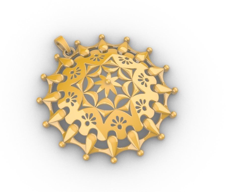 Chitrita Mandala Pendant Set With Ring 3D print model_5