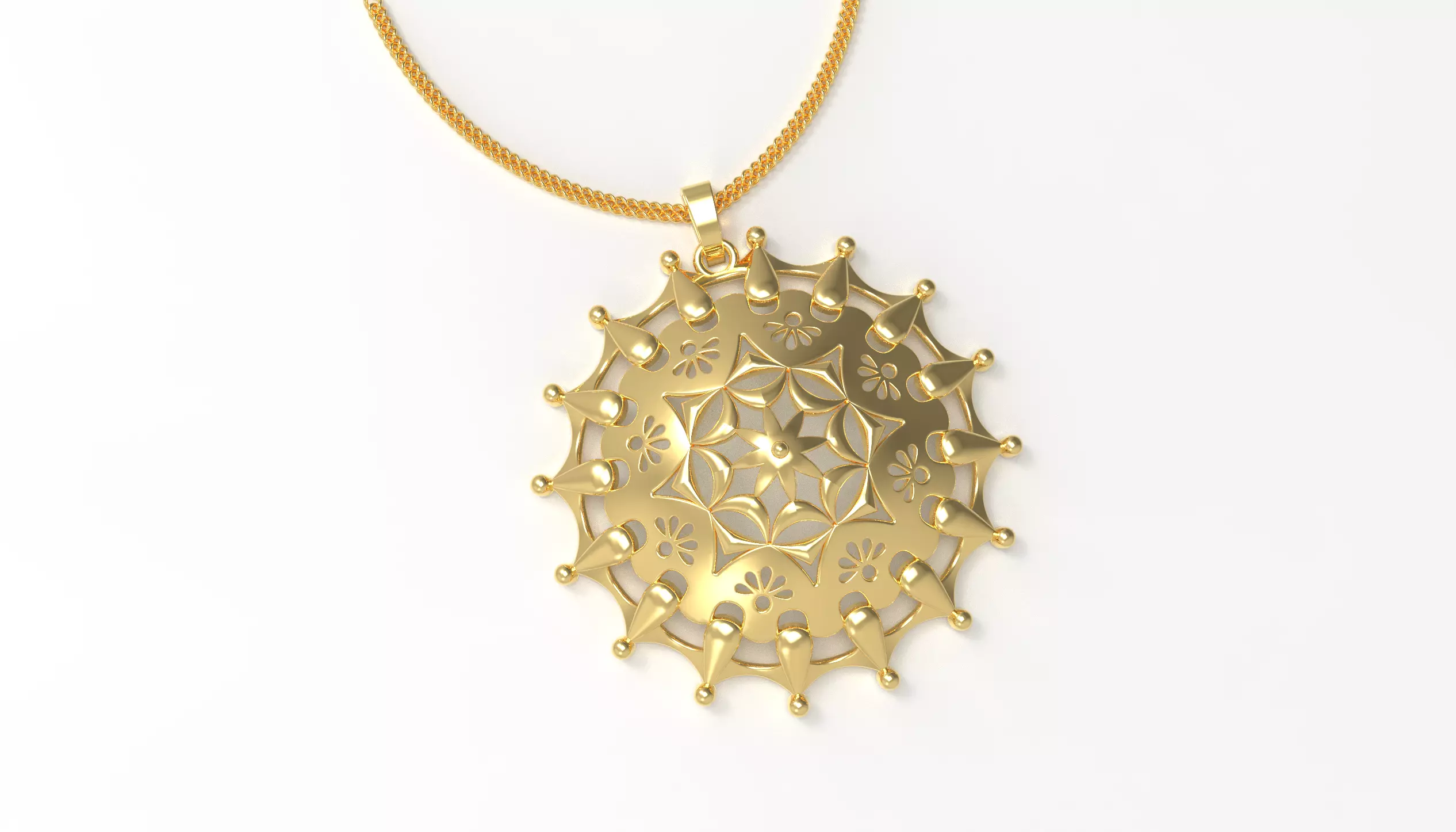 Chitrita Mandala Pendant Set With Ring 3D print model_0