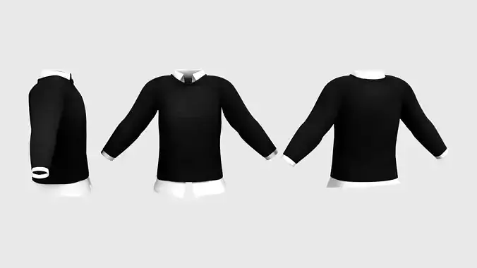 Crew Neck Sweater - Shirt Under Combo Low-poly 3D model