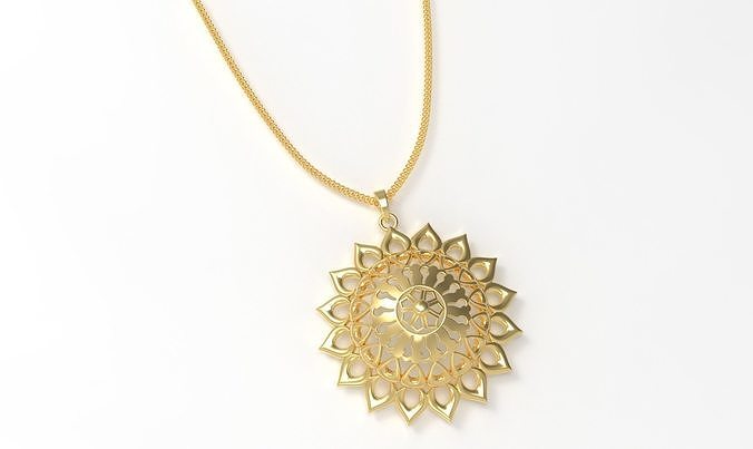 Pushkara Mandala Pendant Set With Ring 3D print model