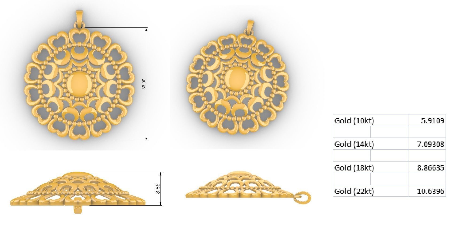 Shravya Mandala Pendant Set With Ring 3D print model_7