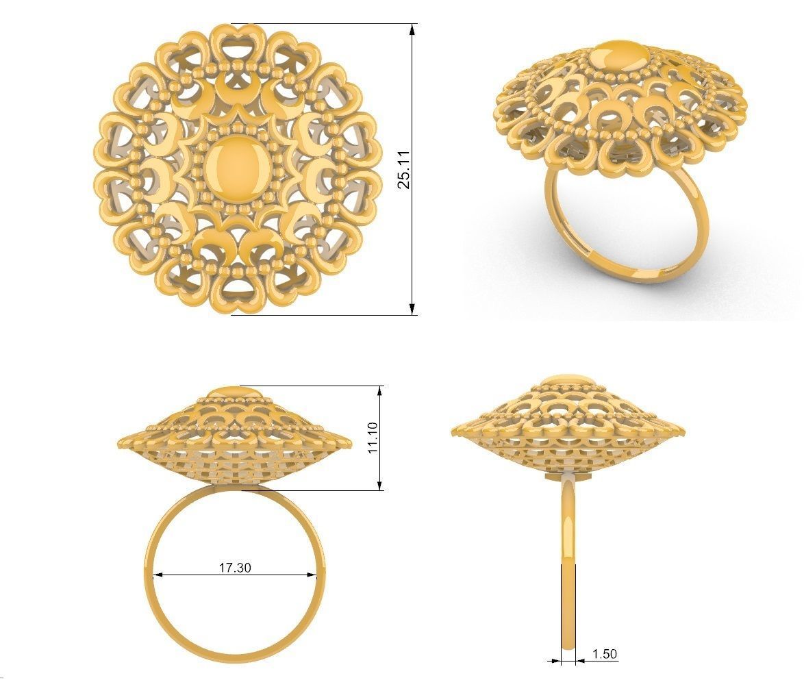 Shravya Mandala Pendant Set With Ring 3D print model_9