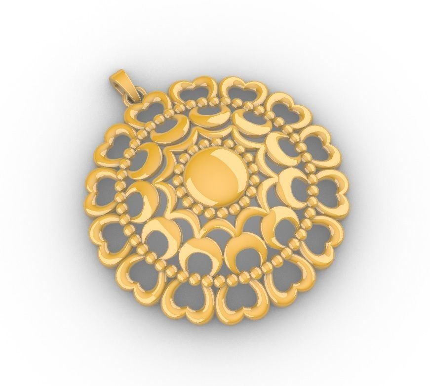 Shravya Mandala Pendant Set With Ring 3D print model_5