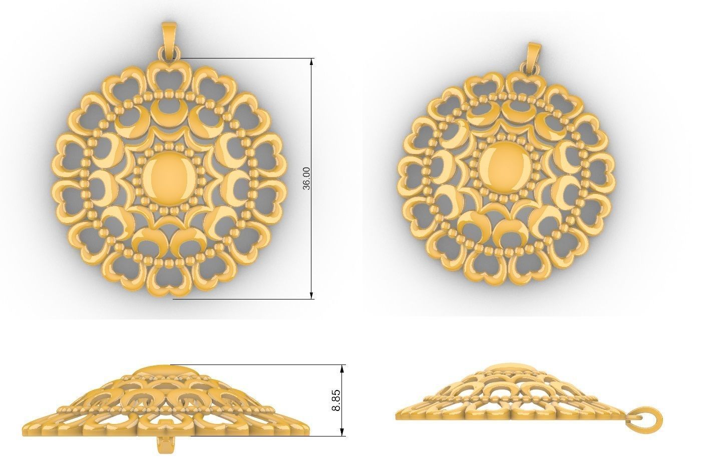 Shravya Mandala Pendant Set With Ring 3D print model_6