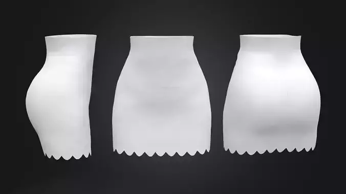 High Waist Scallop Edge Skirt Low-poly 3D model