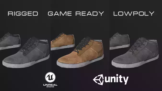 Shoes high top sneaker Low-poly 3D model