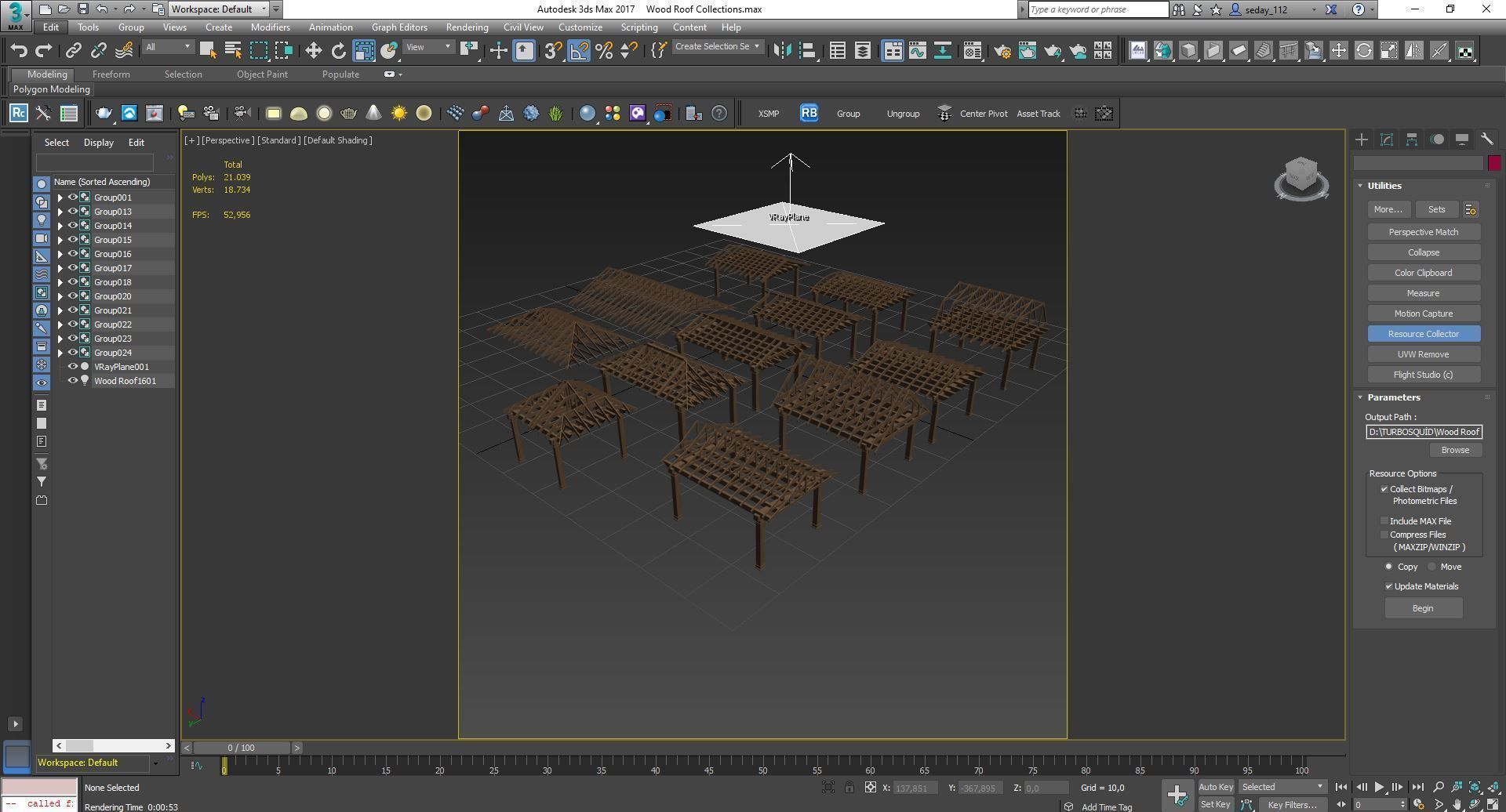 Wood Roof Collections 3D model_15