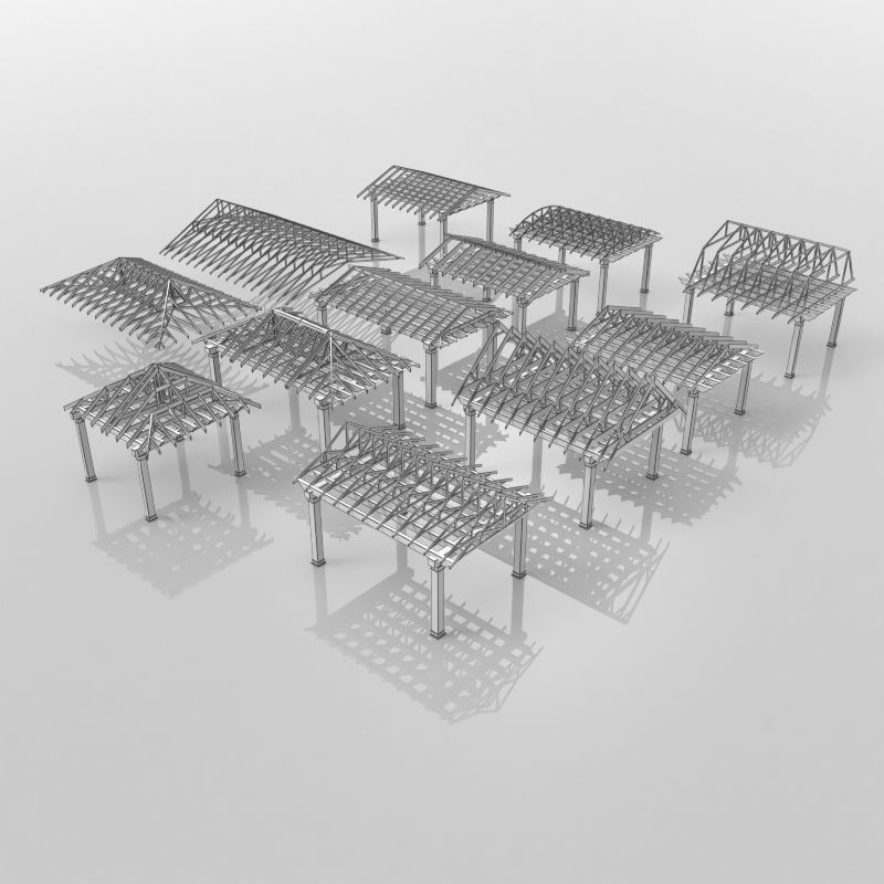 Wood Roof Collections 3D model_14