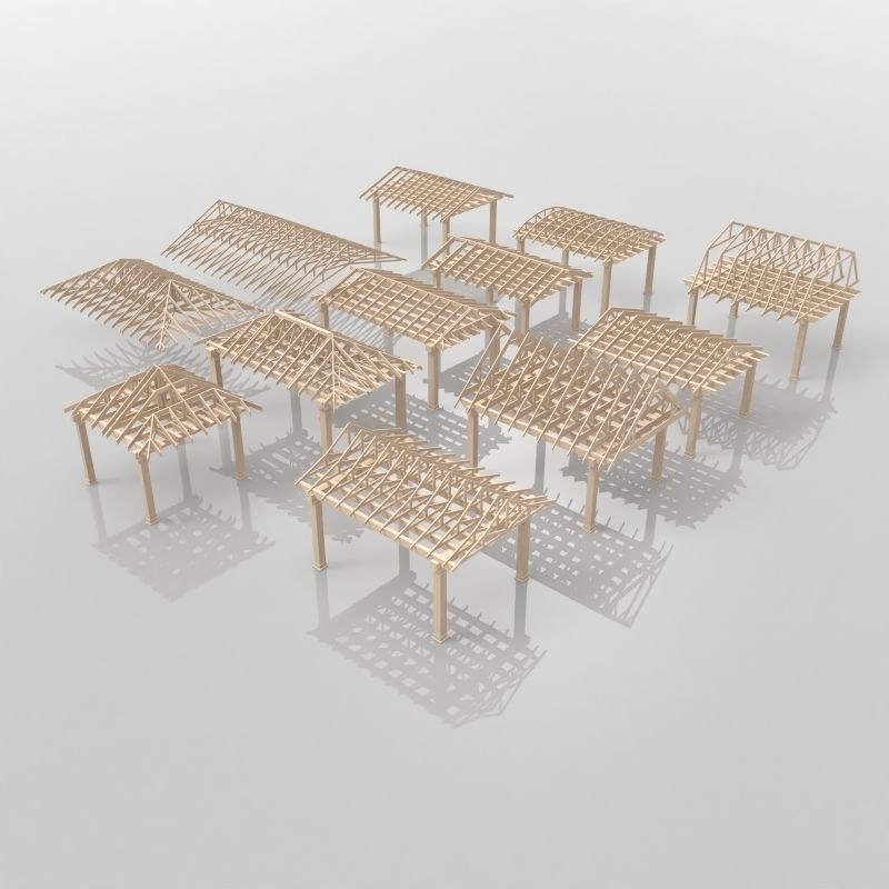 Wood Roof Collections 3D model_5
