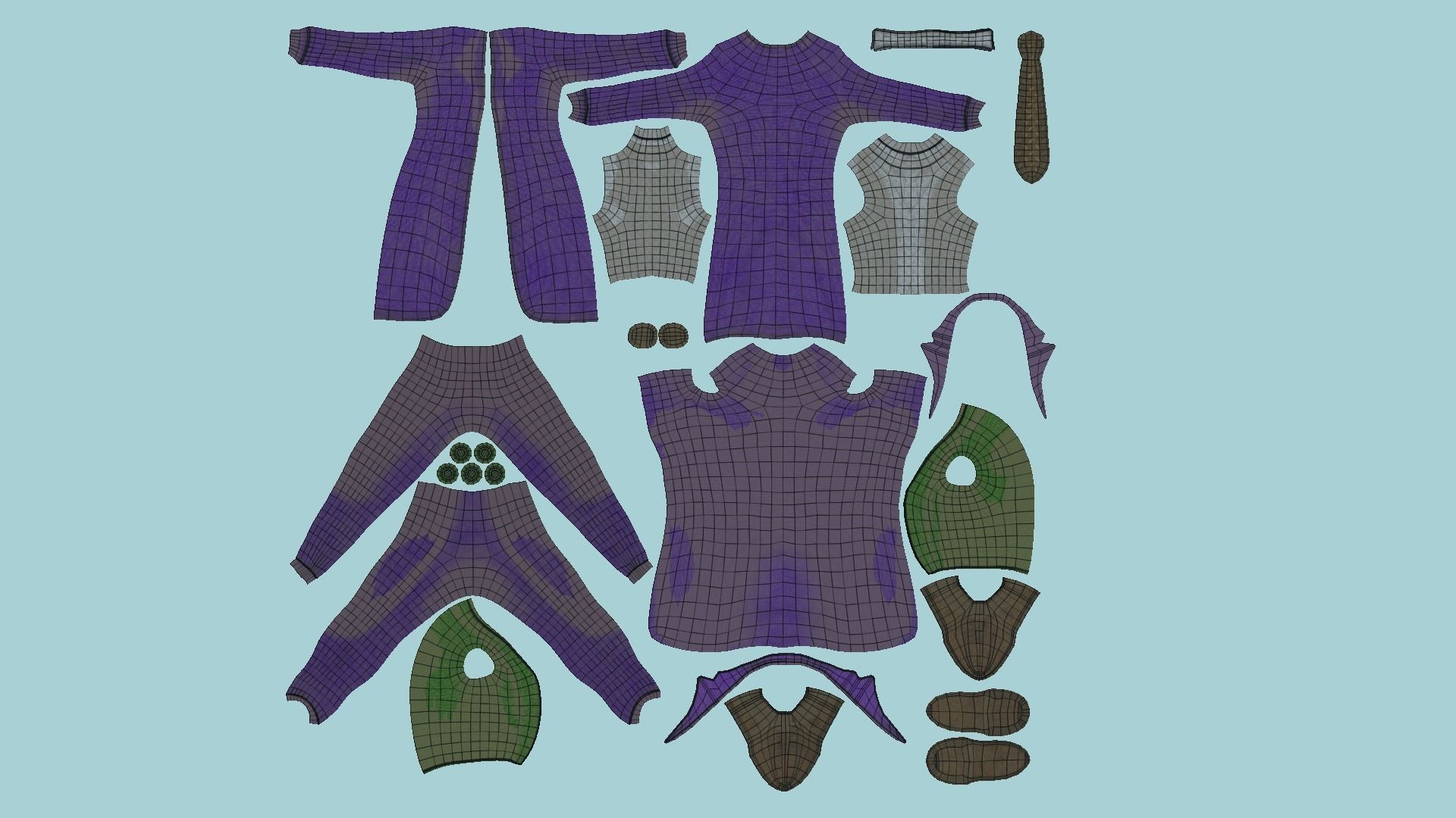 Joker Outfit 02 Purple Dirt - Character Design Fashion Low-poly 3D model_5