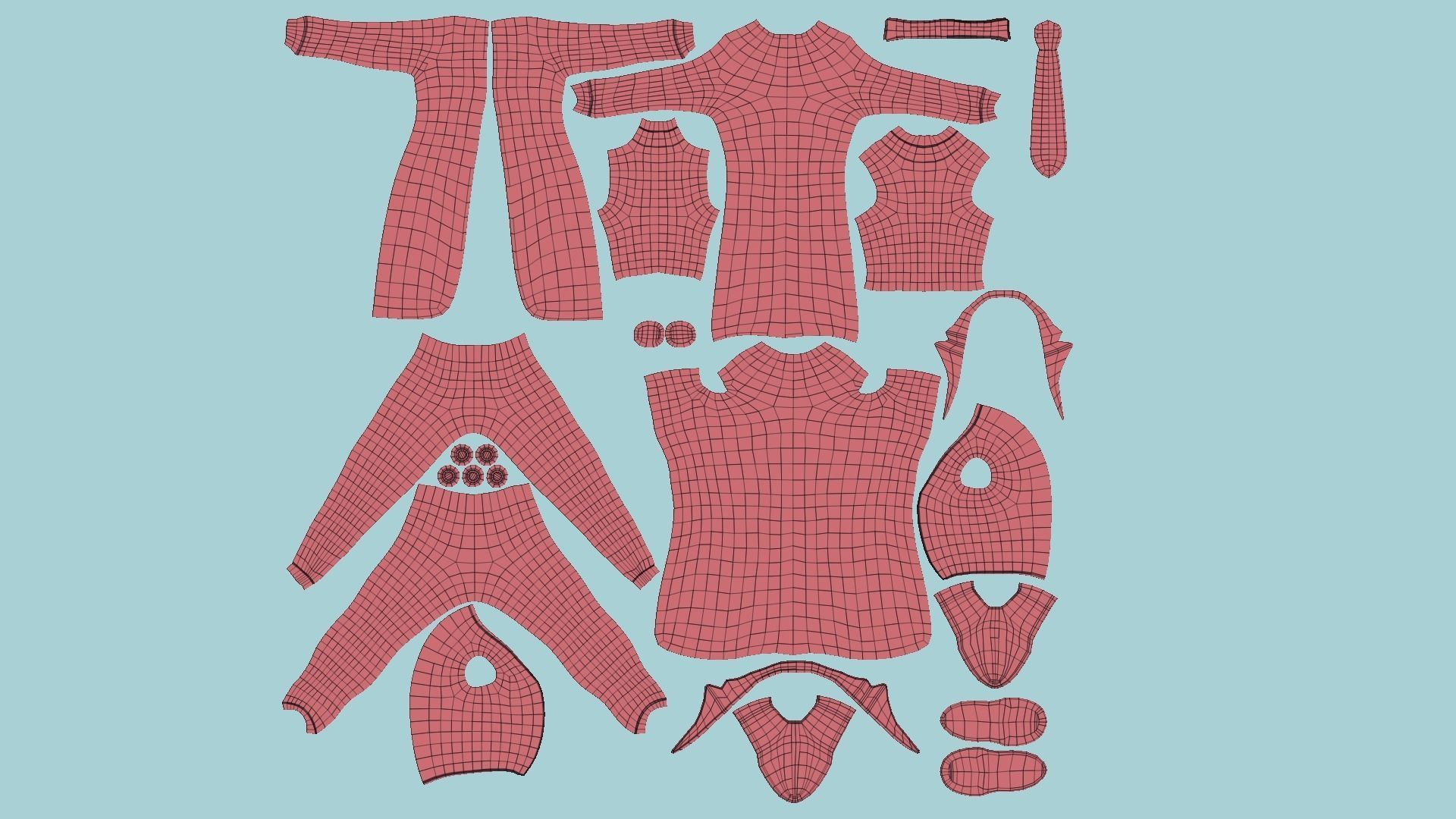 Joker Outfit 02 Purple Dirt - Character Design Fashion Low-poly 3D model_11