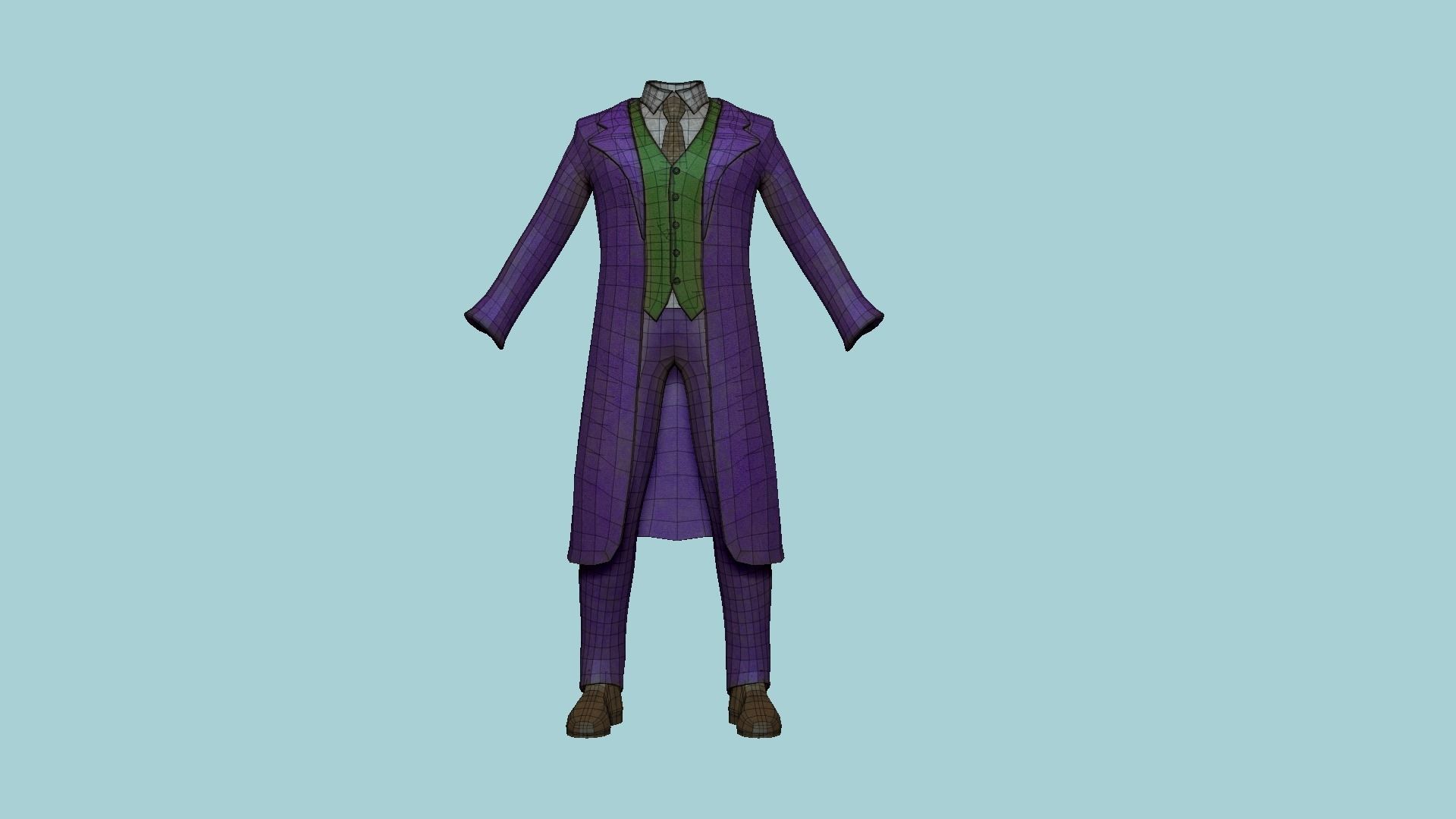 Joker Outfit 02 Purple Dirt - Character Design Fashion Low-poly 3D model_6