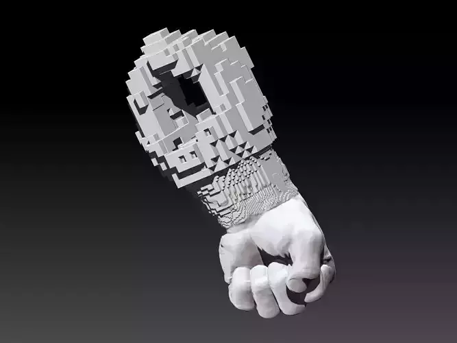 PIXEL VERTEX Man Fist of Strength Angry Attack Pendant STL