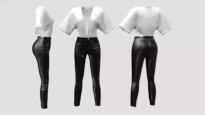 Leather Pants and White Wrap Top