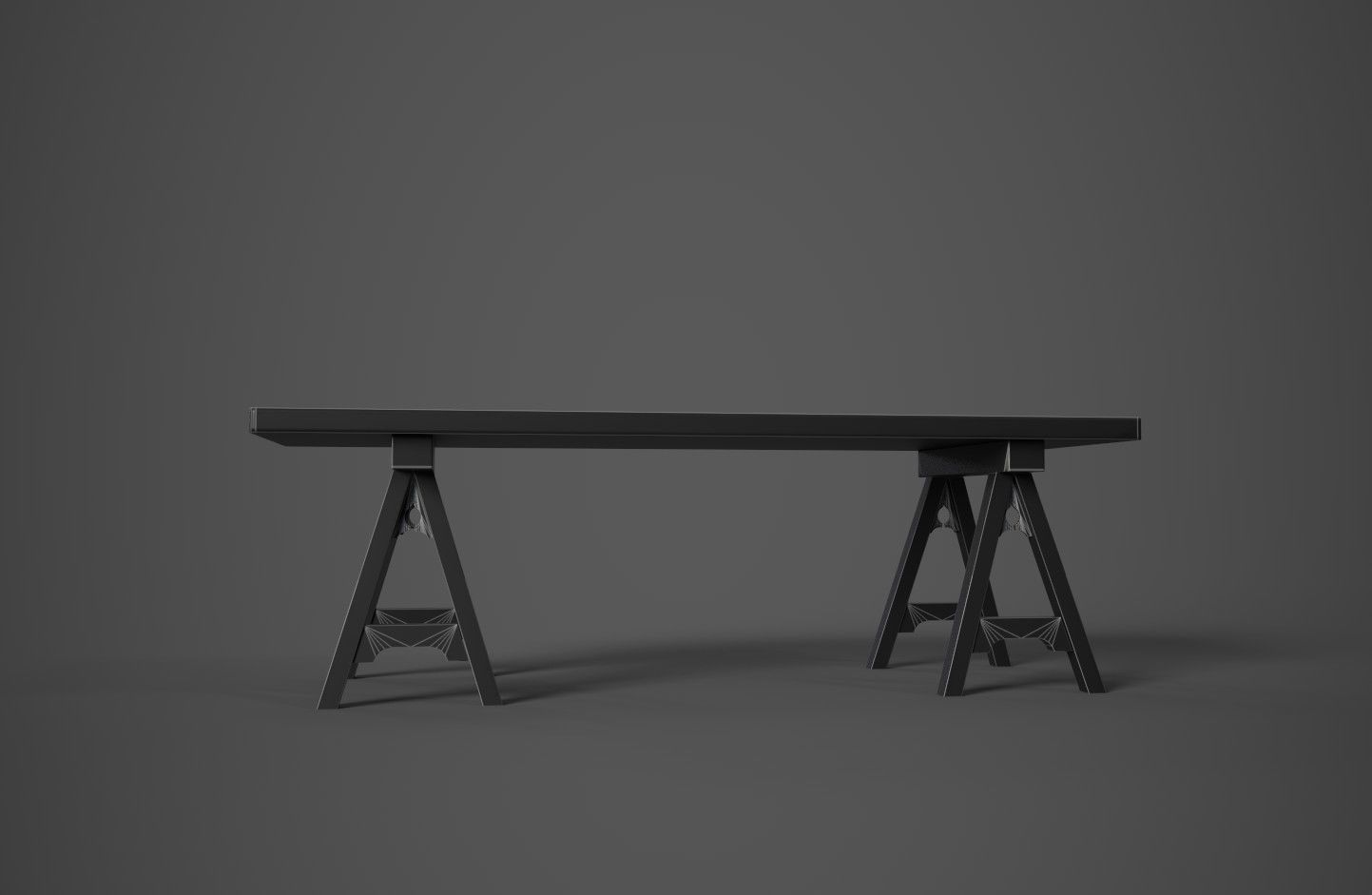 Medieval Trestle Table Low-poly 3D model_11