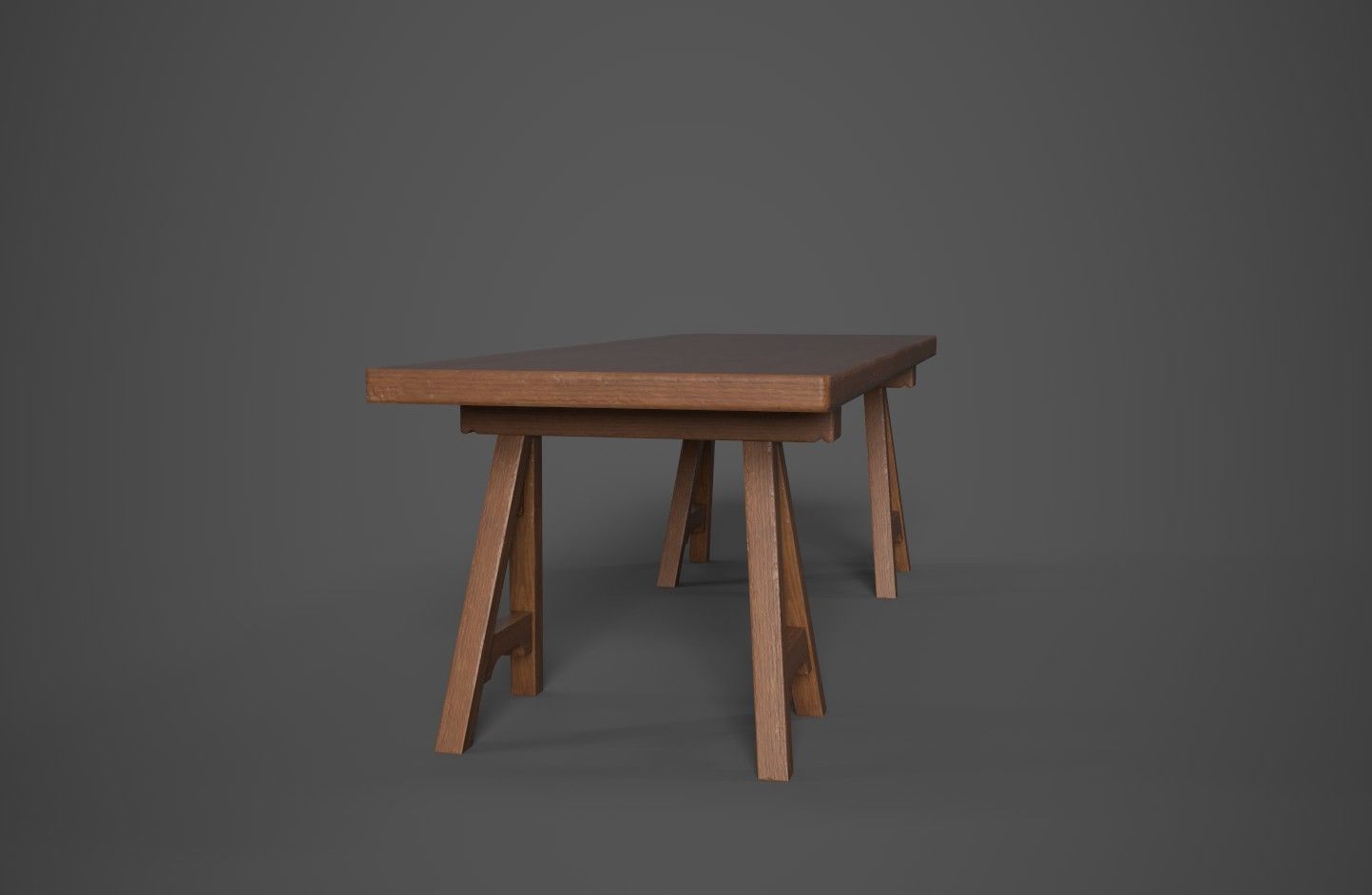 Medieval Trestle Table Low-poly 3D model_6