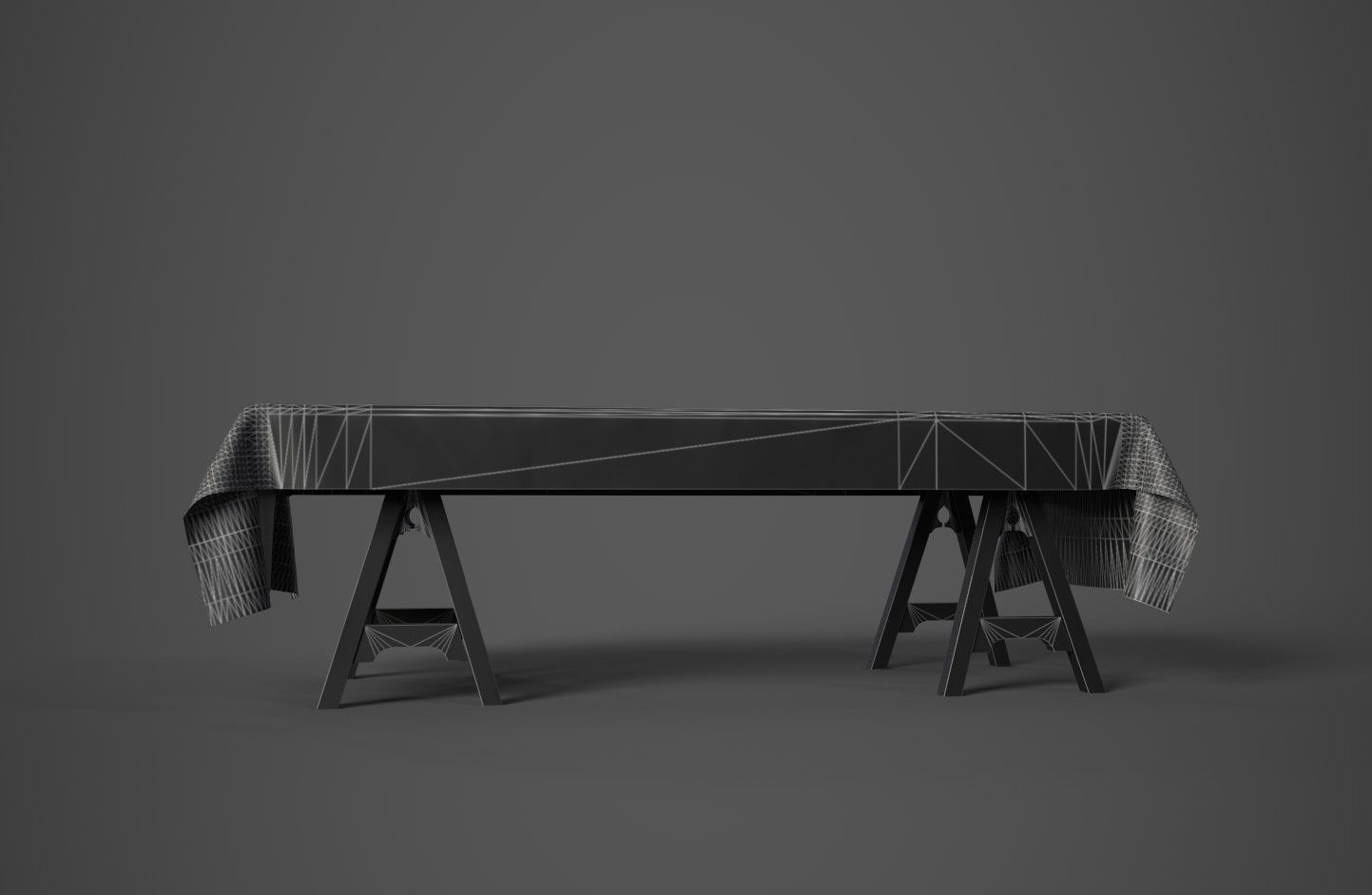 Medieval Trestle Table Low-poly 3D model_9