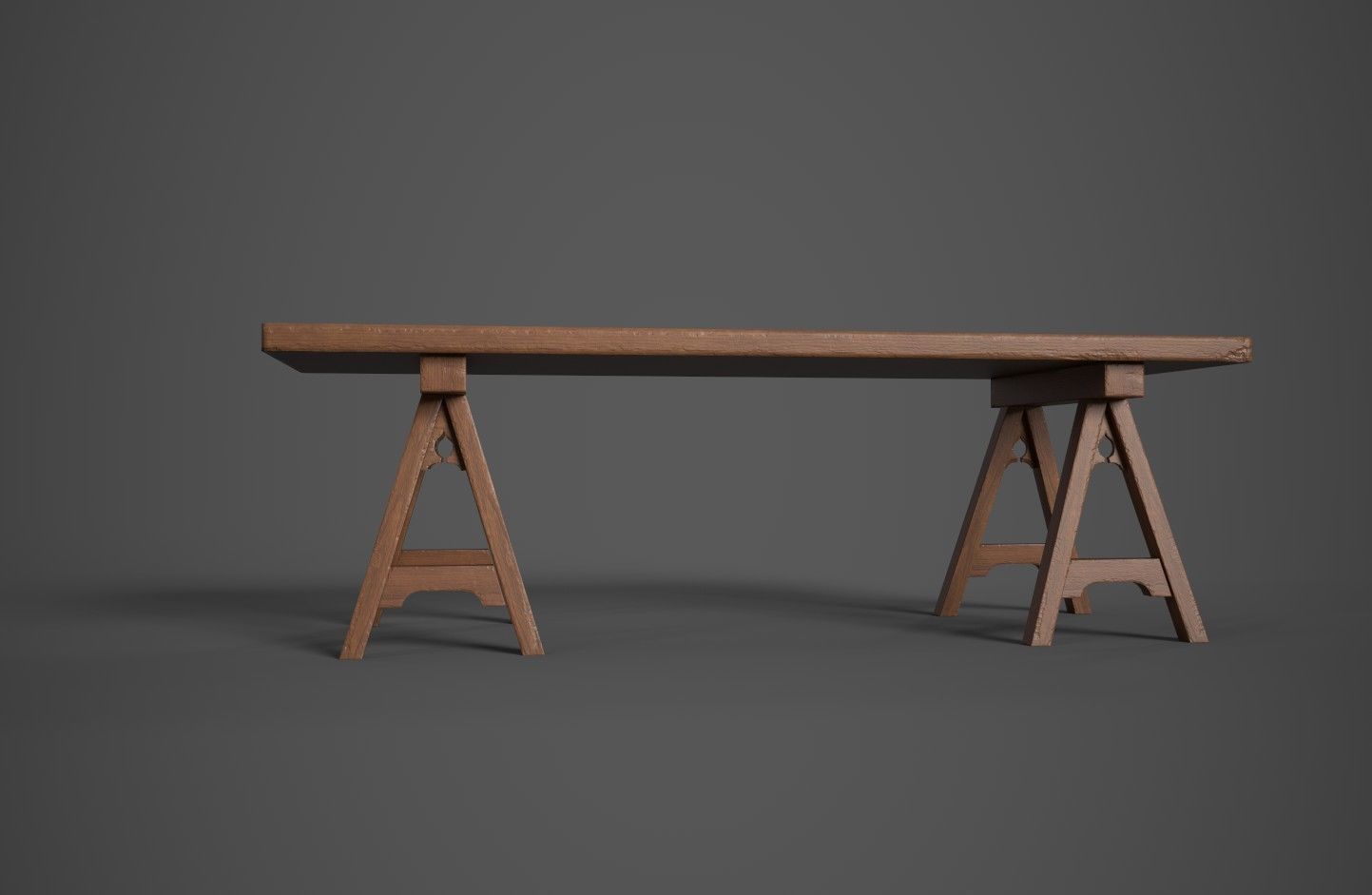 Medieval Trestle Table Low-poly 3D model_5