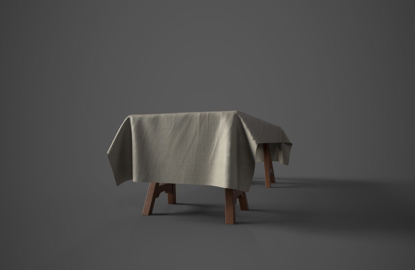 Medieval Trestle Table Low-poly 3D model_2