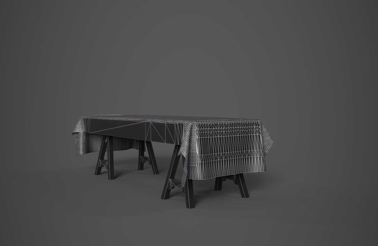 Medieval Trestle Table Low-poly 3D model_8