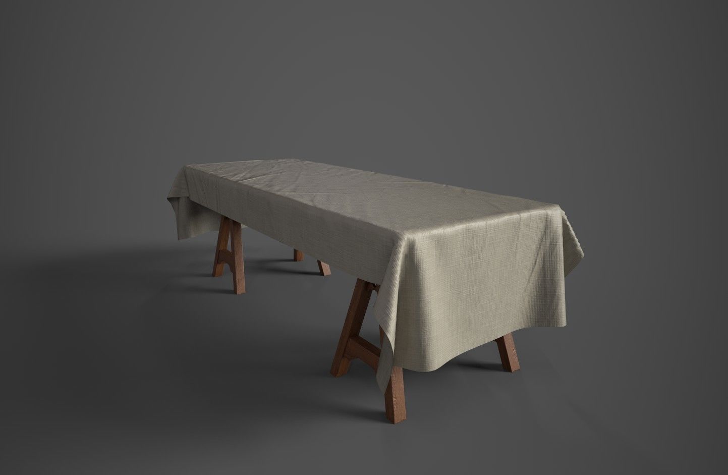 Medieval Trestle Table Low-poly 3D model_3