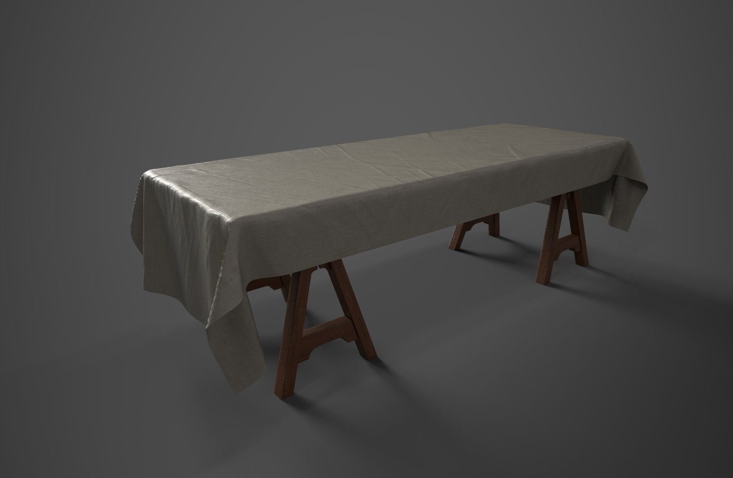 Medieval Trestle Table Low-poly 3D model_4