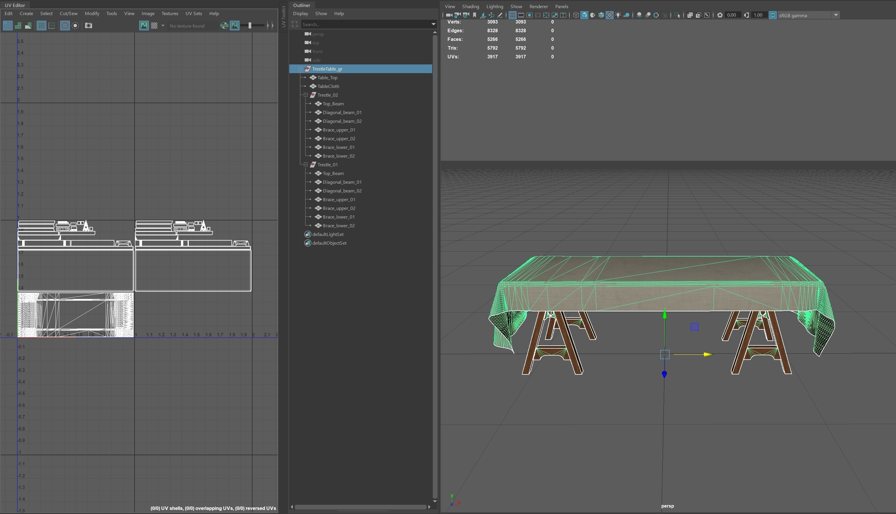 Medieval Trestle Table Low-poly 3D model_12
