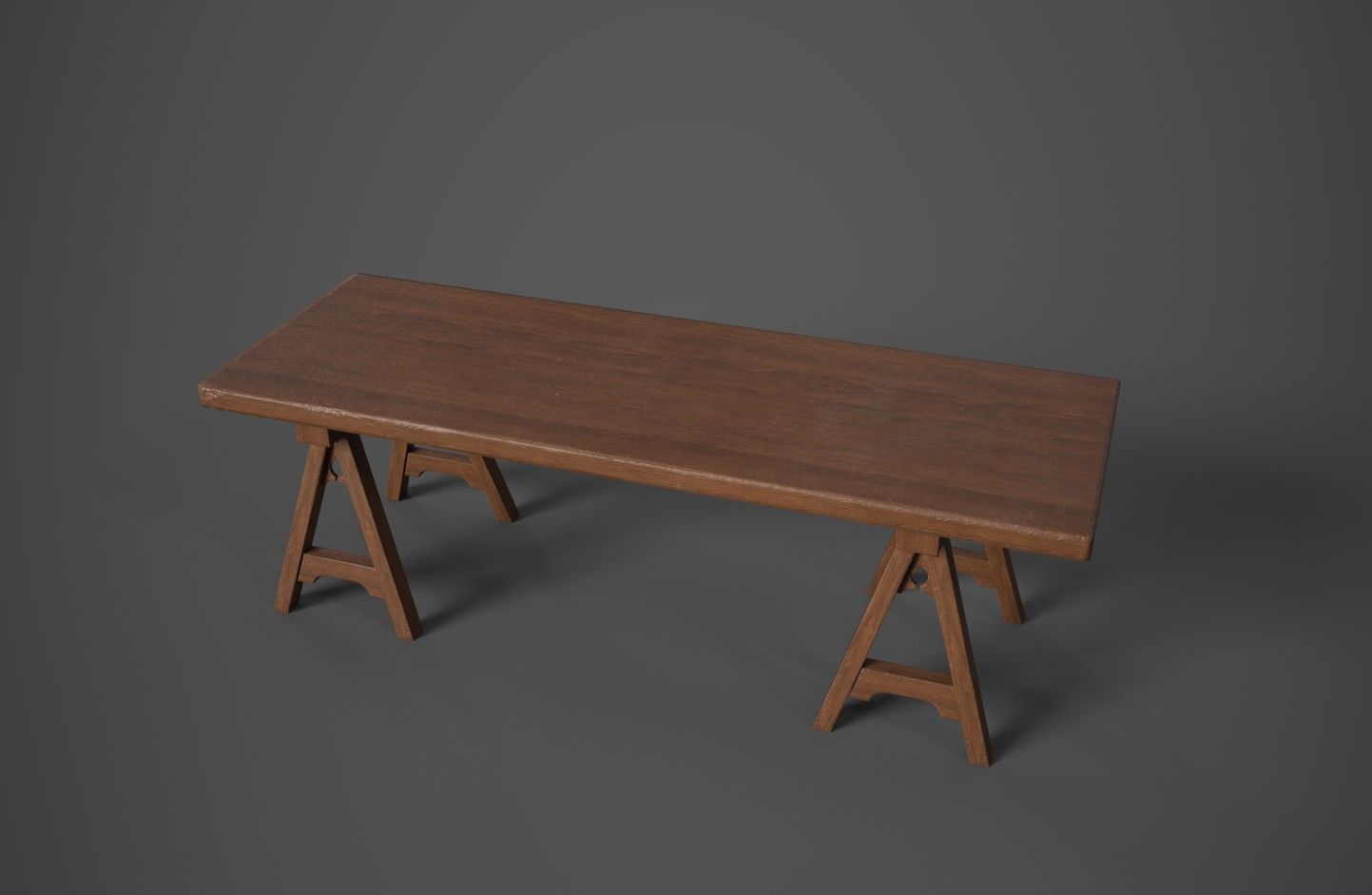 Medieval Trestle Table Low-poly 3D model_7