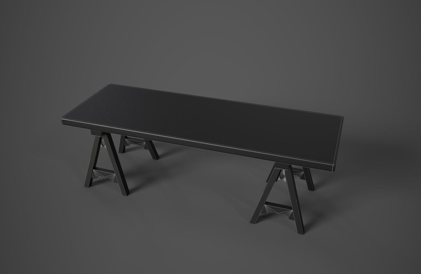 Medieval Trestle Table Low-poly 3D model_10