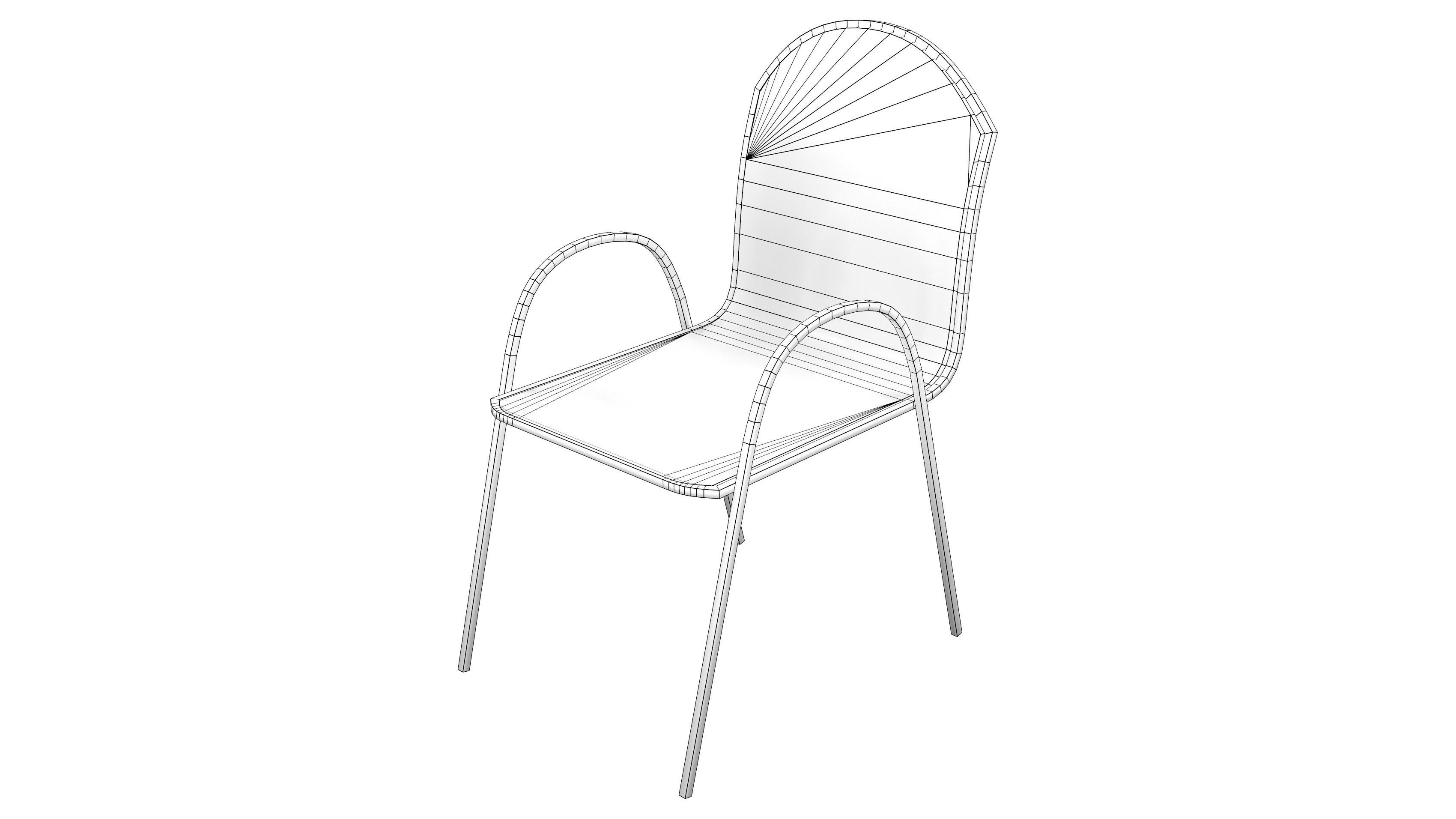 Modern Chair Low-poly 3D model_4