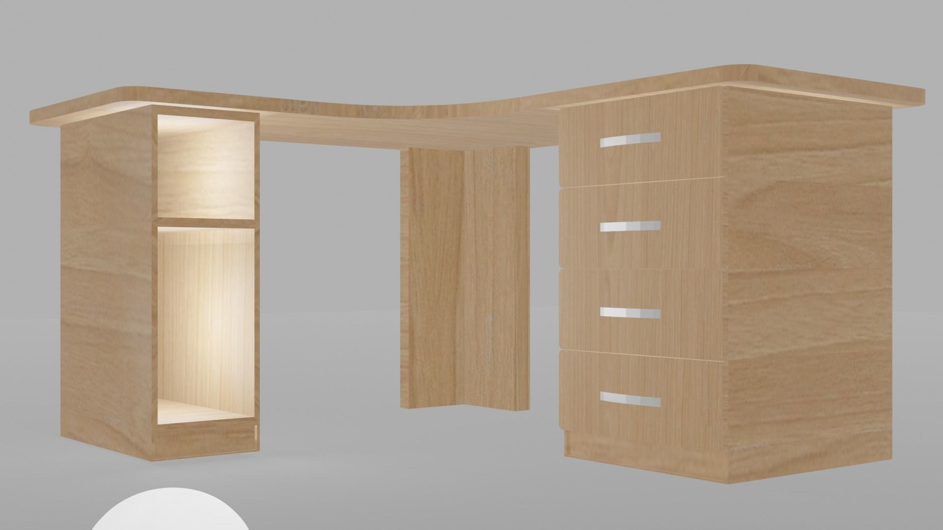 computer desk 3D model_1