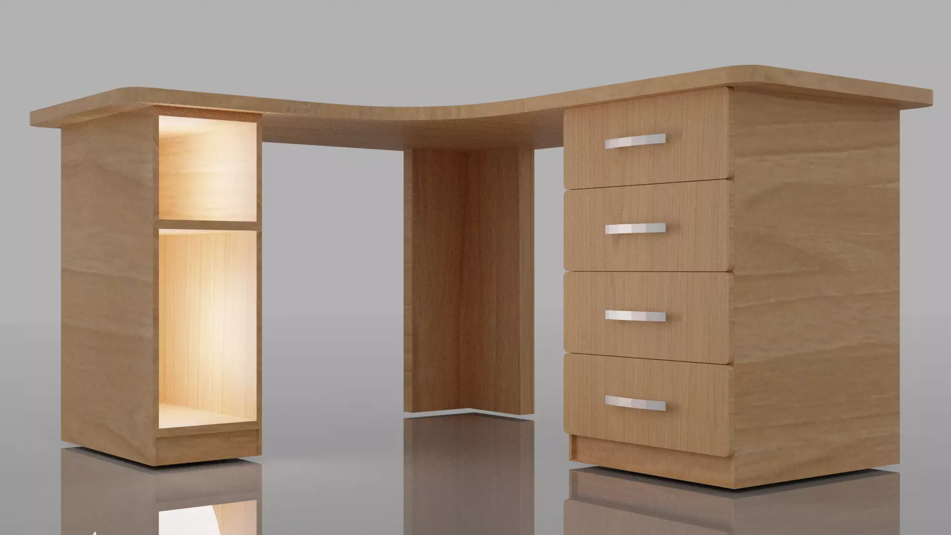 computer desk 3D model_0