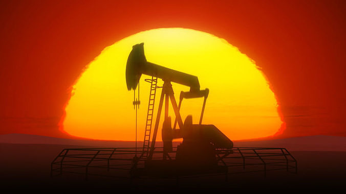 Oil pump with cycled animation bonus sunrise animation Low-poly 3D model