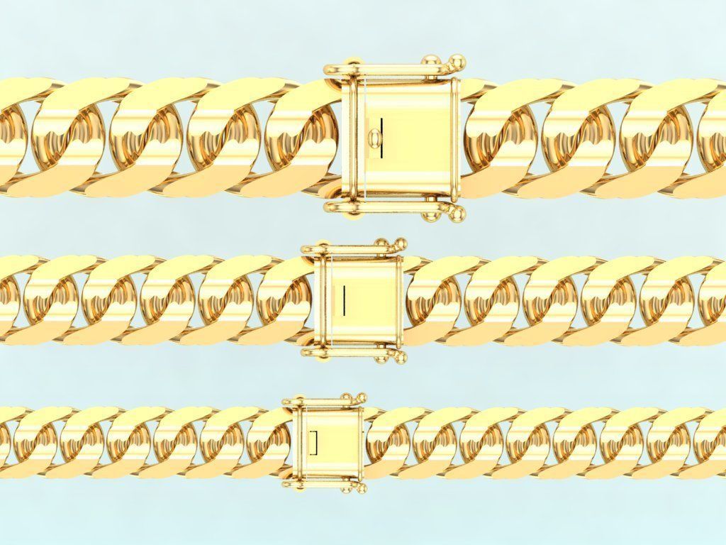 Chain bracelets - Miami Cuban link - 3 Size  - N636 3D Model Collection_13