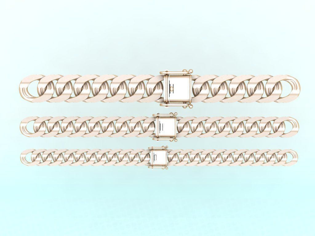 Chain bracelets - Miami Cuban link - 3 Size  - N636 3D Model Collection_10