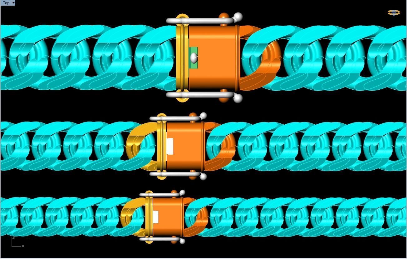 Chain bracelets - Miami Cuban link - 3 Size  - N636 3D Model Collection_18