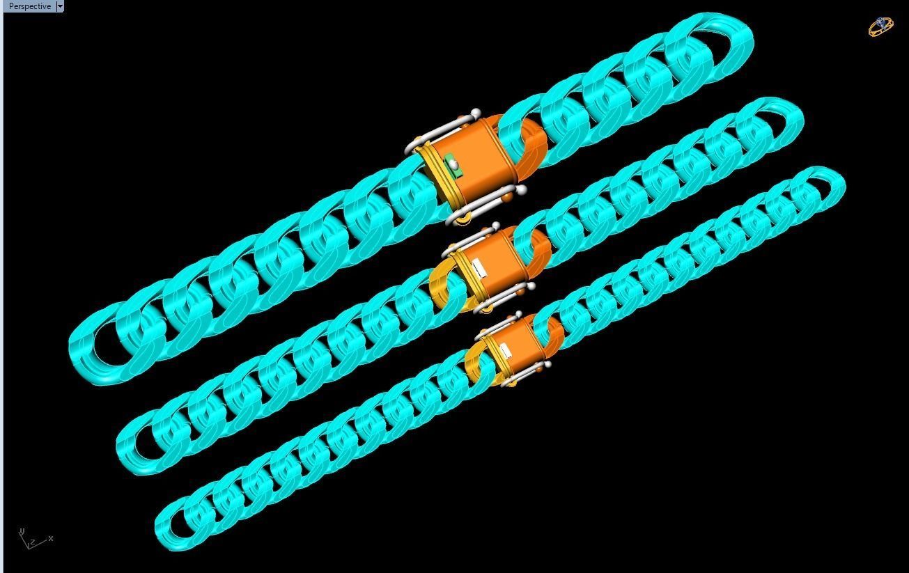 Chain bracelets - Miami Cuban link - 3 Size  - N636 3D Model Collection_17