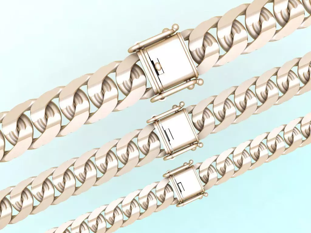 Chain bracelets - Miami Cuban link - 3 Size  - N636 3D Model Collection_0