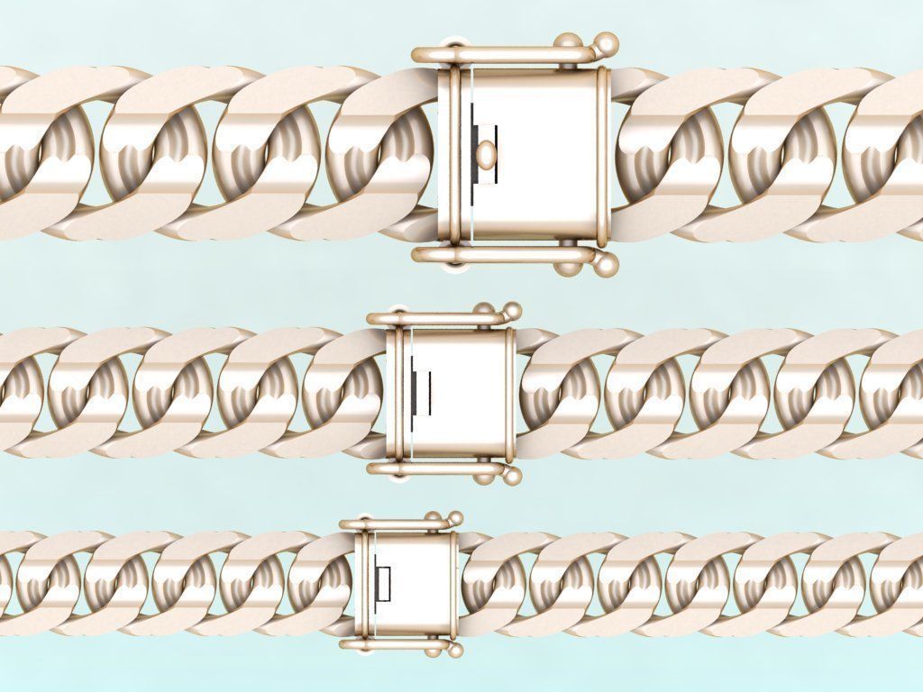 Chain bracelets - Miami Cuban link - 3 Size  - N636 3D Model Collection_1