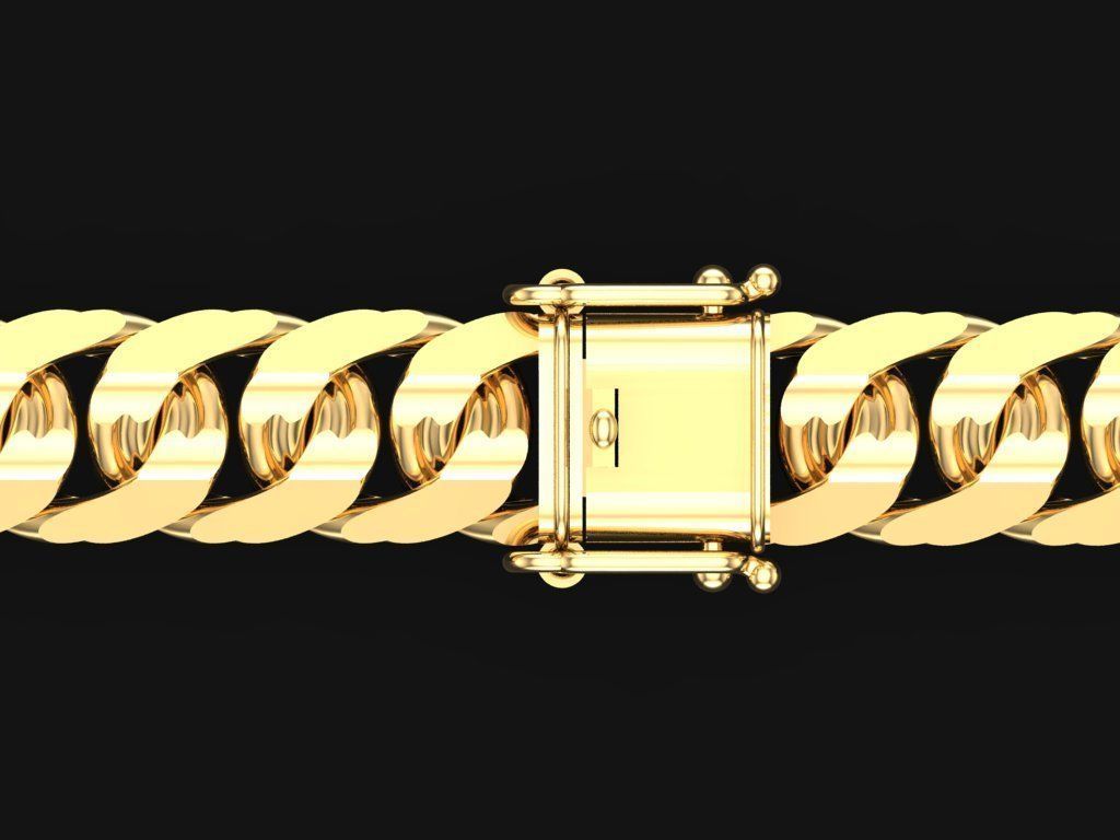 Chain bracelets - Miami Cuban link - 3 Size  - N636 3D Model Collection_5