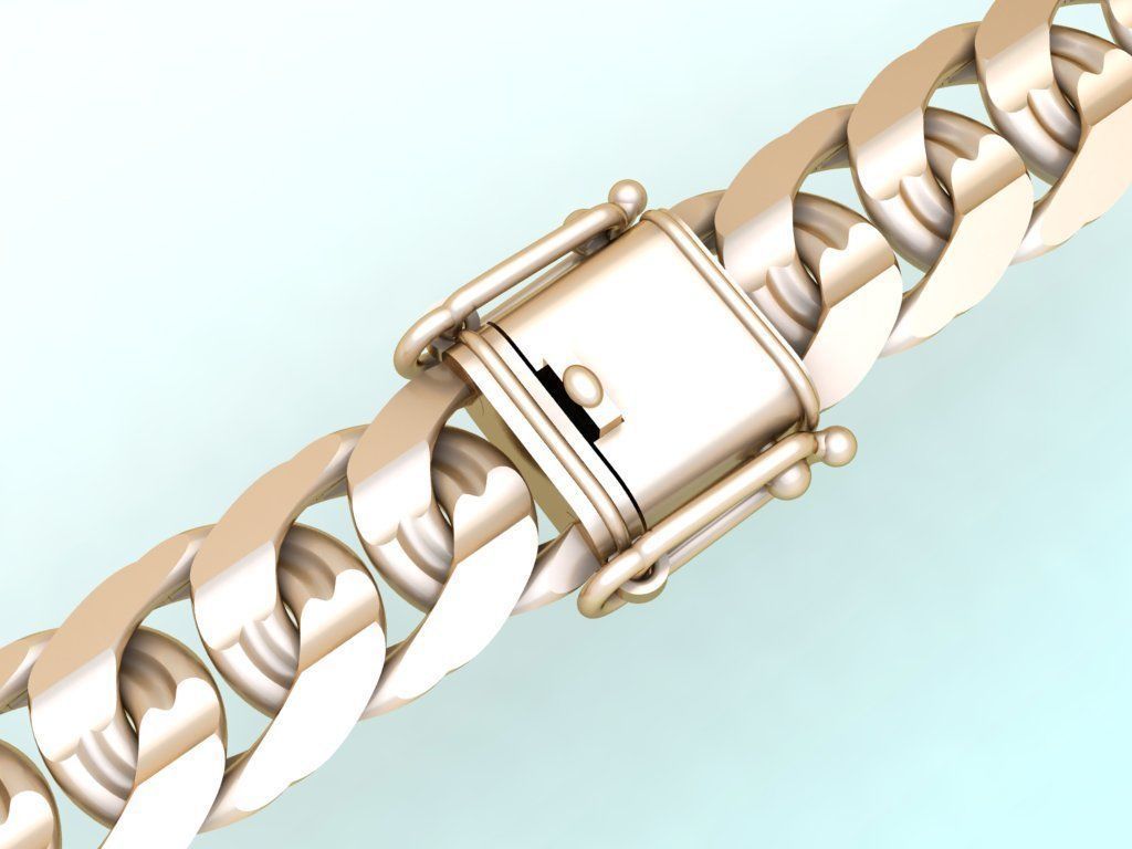 Chain bracelets - Miami Cuban link - 3 Size  - N636 3D Model Collection_8