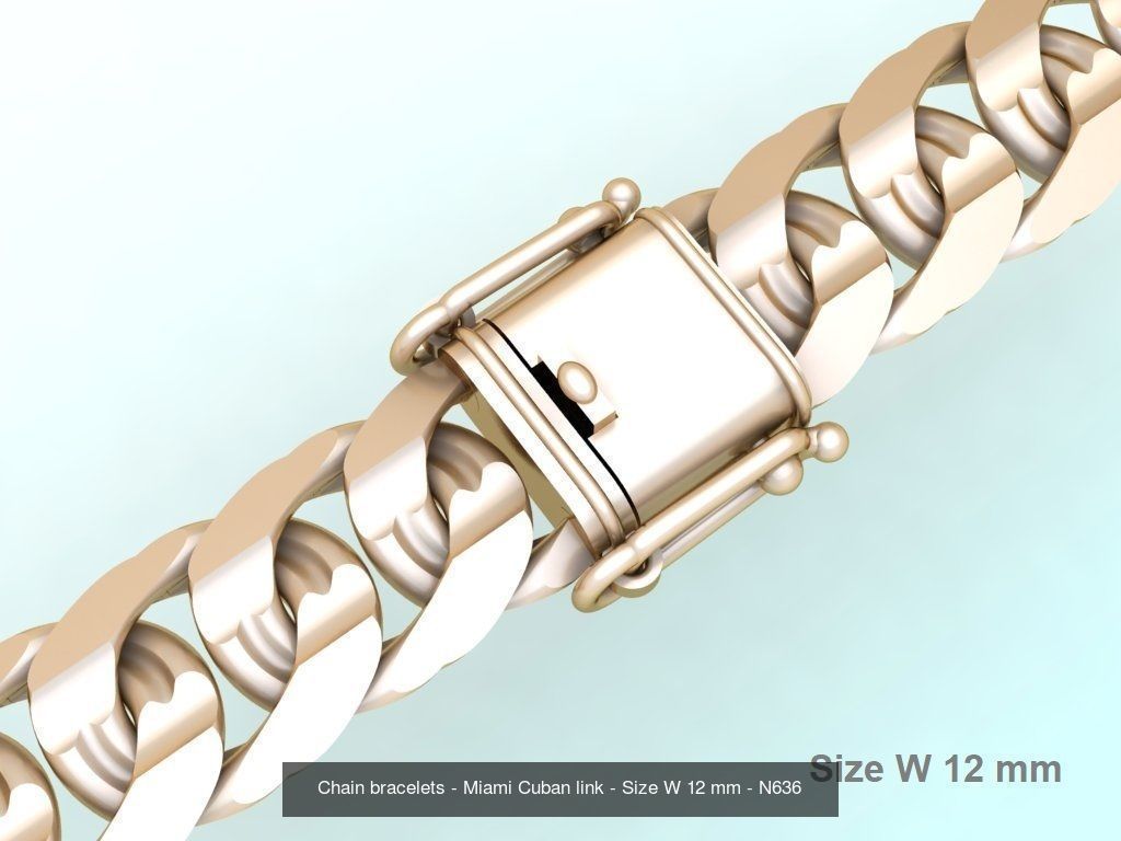 Chain bracelets - Miami Cuban link - 3 Size  - N636 3D Model Collection_6