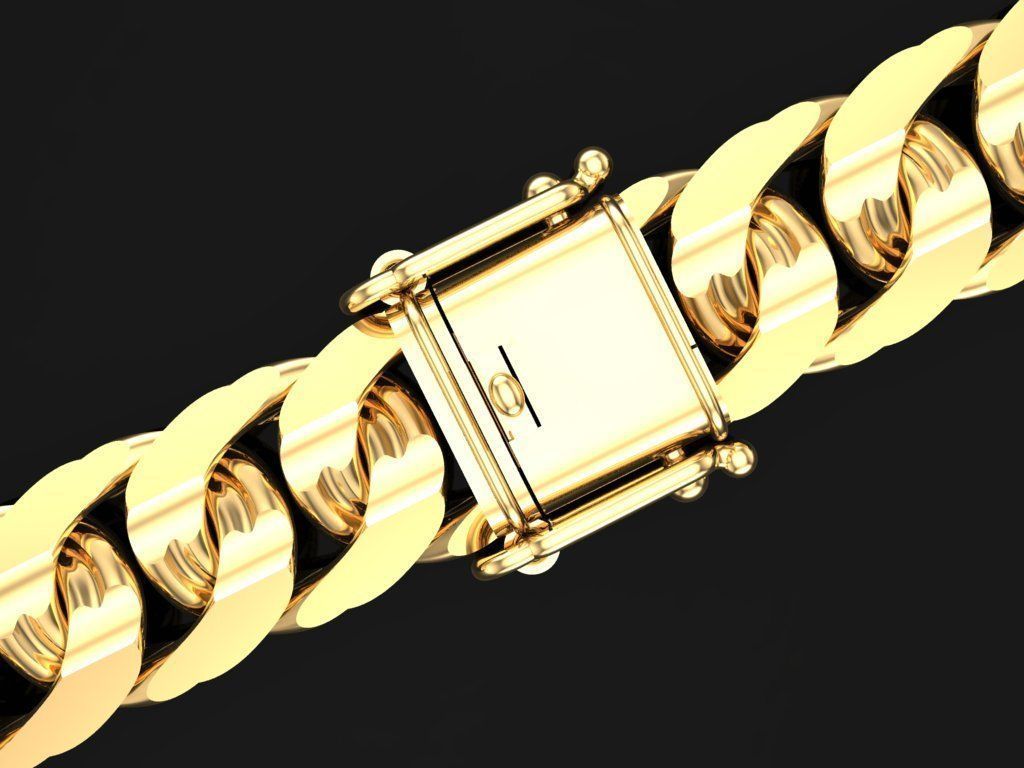 Chain bracelets - Miami Cuban link - 3 Size  - N636 3D Model Collection_7