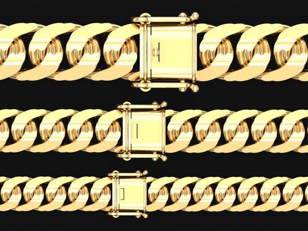 Chain bracelets - Miami Cuban link - 3 Size  - N636 3D Model Collection_15