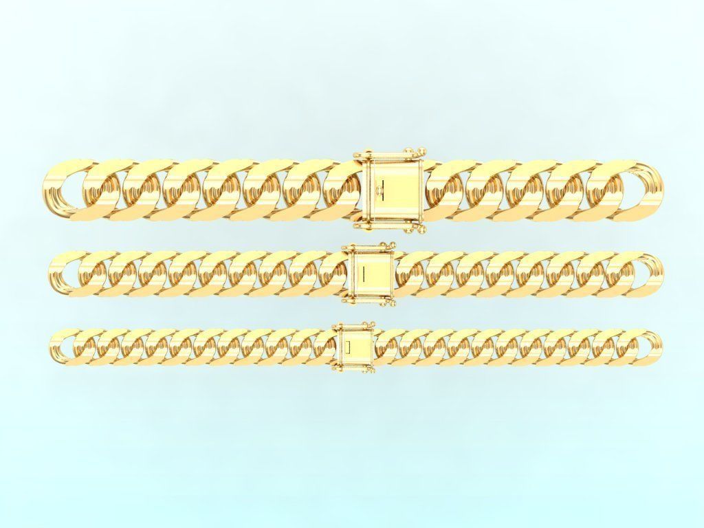 Chain bracelets - Miami Cuban link - 3 Size  - N636 3D Model Collection_12