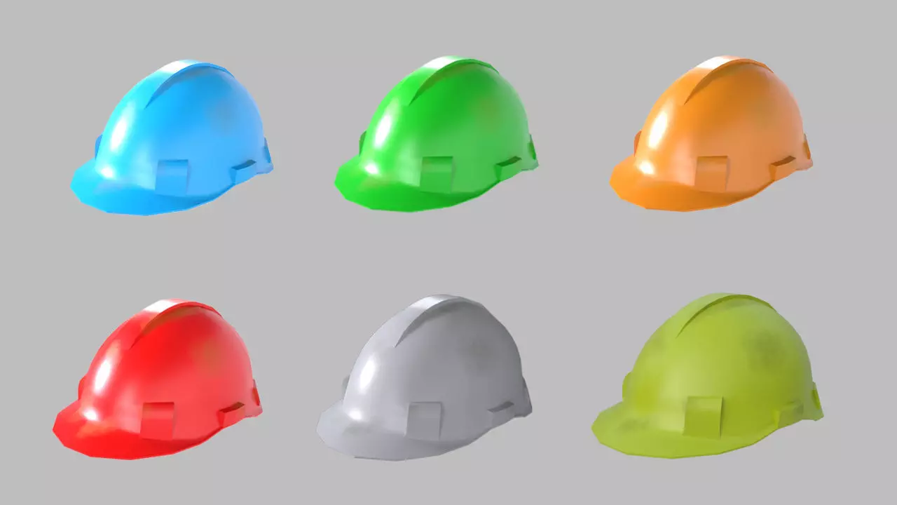 Worker Safety Helmet Set Low-poly 3D model_0