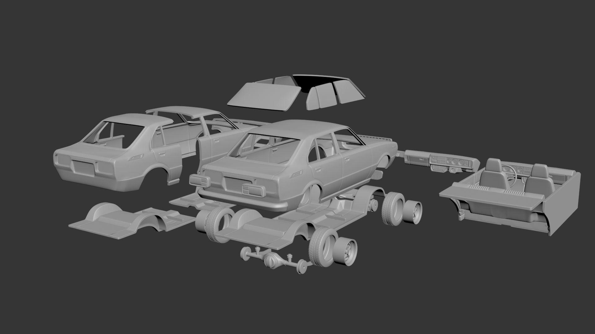 Toyota Corolla 1975 4 Door 3D print model_13