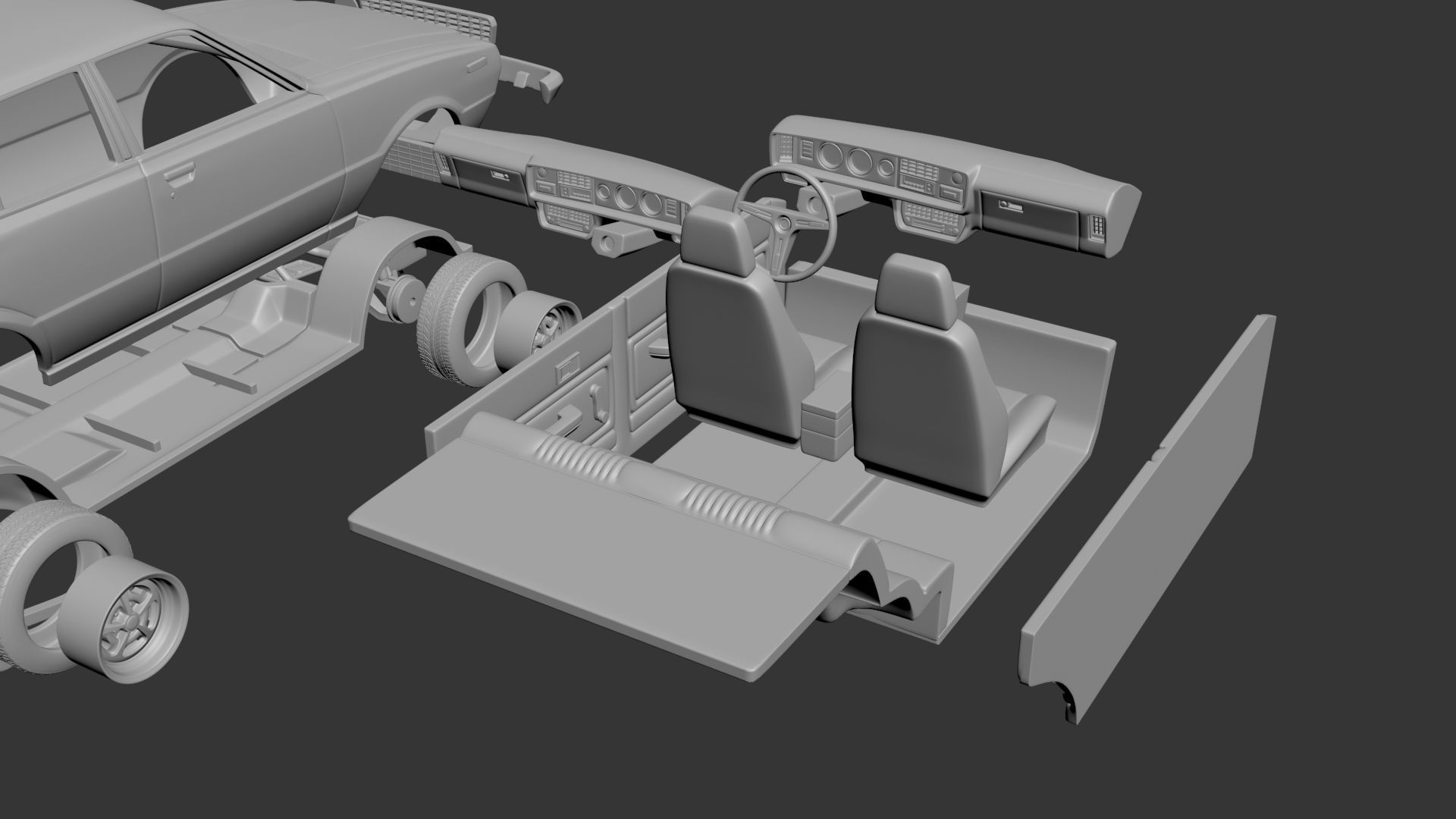Toyota Corolla 1975 4 Door 3D print model_14