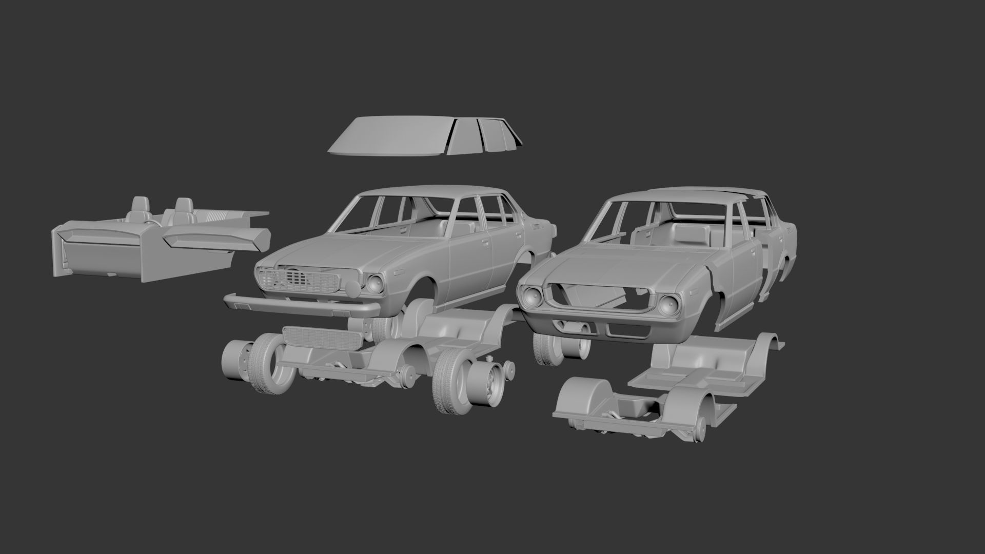 Toyota Corolla 1975 4 Door 3D print model_12
